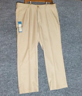 Pantalones de microfibra Haggar Performance ajuste recto 38x29 11,5" tiro bronceado A3 nuevos con etiquetas Foto 1 de 4