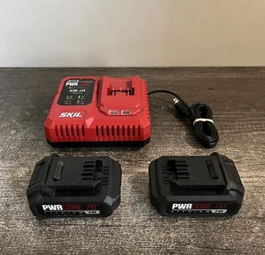 SKIL QC536001 20V Battery Charger & 2x PWRCORE 20 2.0Ah Batteries Bundle Kit Lot - Picture 1 of 7