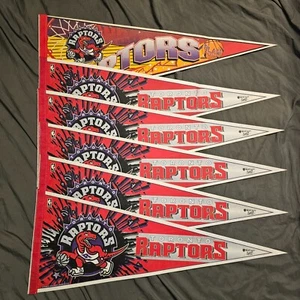 Lot Of (6) Toronto Raptors NBA Basketball Team 1990s Pennant Banner Flag Vintage - Picture 1 of 7