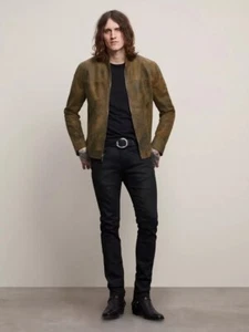 NWT John Varvatos Collection Coffee Artisan Stitch Slim Fit Leather Jacket $1698 - Picture 1 of 15