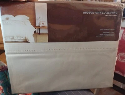 Hudson Park Collection 600TC Ivory Egyptian Cotton Flat Sheet TWIN - Image 1 of 4