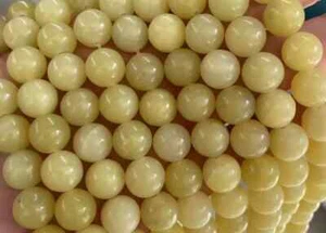 8-9MM Natural A++ Lemon Jade Smooth Round Gemstone Loose Beads 12.5" Strand - Picture 1 of 6