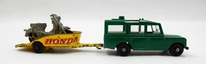 VINTAGE MATCHBOX No. 12 LESNEY LAND ROVER SAFARI & #38 HONDA MOTORCYCLE TRAILER - Picture 1 of 24