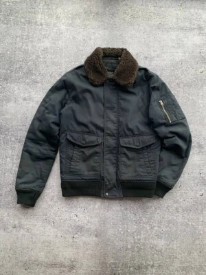 Vintage Schott G1 Flight Jacket Mens 48 Black Fur Lined Bomber USA Motorcycle - Image 1 of 4