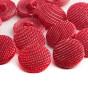 Lote (12) Vintage Checo Redondo Borgoña Profundo Rojo Hoyuelo Punto Cristal Botones 18mm - Imagen 1 de 2