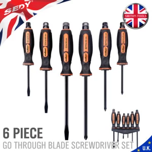 6PC Magnetic Screwdriver Set with HEX Impact Bolster 3 Phillips and 3 Flat Head - Picture 1 of 11