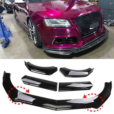 Front Bumper Lip Spoiler Chin Splitter Body Kit Glossy Black For Audi A3 A4 A5 - Изображение 1 из 4