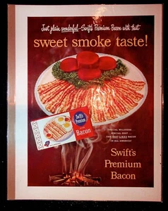 1950s Swift's Premium Bacon "Sweet Smoke Taste!" Art Vintage Print Ad - Picture 1 of 1