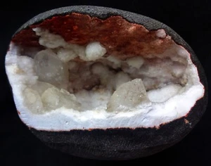 STUNNING APOPHYLLITE CRYSTALS IN CHALCEDONY MATRIX GEODE MINERALS SPECIMENS - Picture 1 of 4
