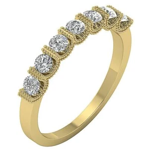 I1 G 0.75 Ct Natural Diamond Milgrain Anniversary Ring 14K Yellow Gold 3.35MM - Picture 1 of 8