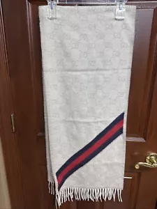 Gucci Nueva Bufanda de Lana Nikky 37x190 Cm Guccisima GG Logo En Color Arena Nueva con Etiquetas - Imagen 1 de 11