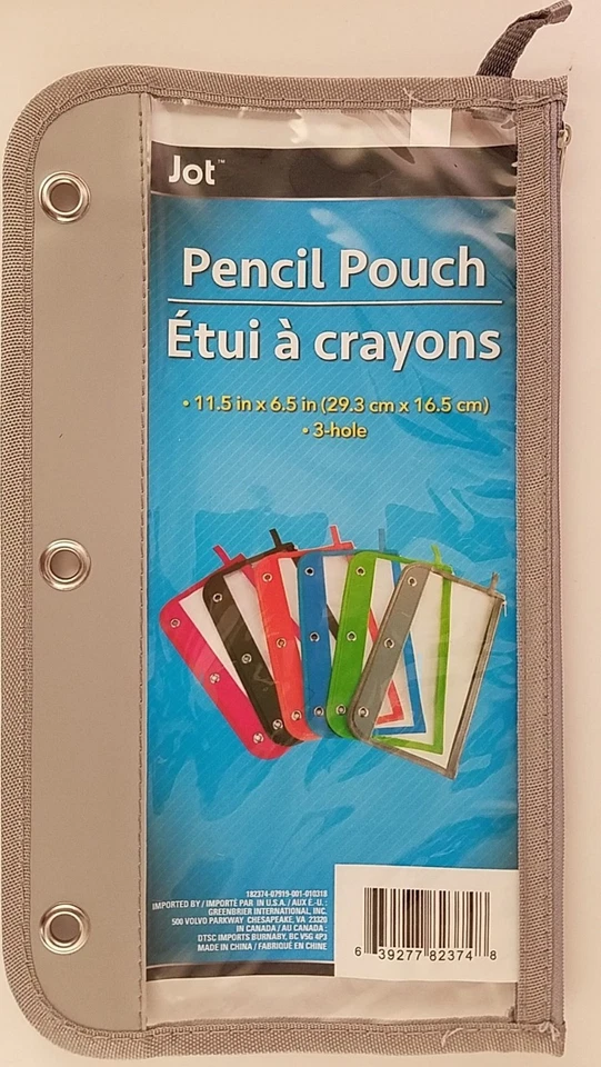Bolsas de carpeta Jot Clear de 3 anillos con cremalleras y adornos de color 11,5” x 6,3” 1 Ct/Paquete, Se Foto 1 de 1