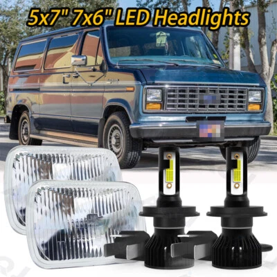 Par de faros LED 5x7" 7x6" para Ford E-150 E-250 Econoline Van Club Wagon Foto 1 de 4