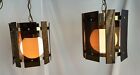 Vintage MCM Hanging Swag Light Lamp Pair 2 Lights Lamps Lucite Wood 60’s 70’s