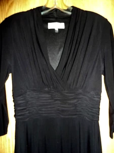 KASPER - BLACK JERSEY-KNIT DRESS - SURPLICE w/RUCHED CUMMERBUND - MISSES 4 - Picture 1 of 3