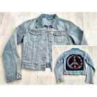 Somedays Lovin Rhinestone Peace Sign Denim Jacket | Size XS