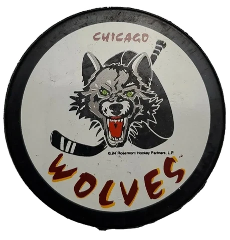 1995 CHICAGO WOLVES OFFICIAL IHL 50TH ANNIVERSARY EDITION RARE HOCKEY PUCK Cover
