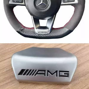 Emblema de volante AMG base cuadrada GLC C43 C350E insignia 3D cromada/negro - Imagen 1 de 5