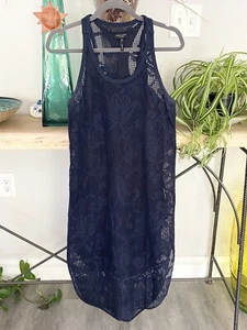 RAG & BONE New York $495 Navy Mesh Lace Lined Stella Midi Dress Size Small - Picture 1 of 10