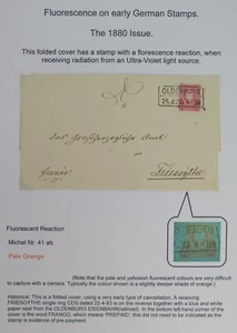 Germany 1880 10Pf Michel No 41ab UV Fluorescence - On Cover RARE early cancel - Picture 1 of 4