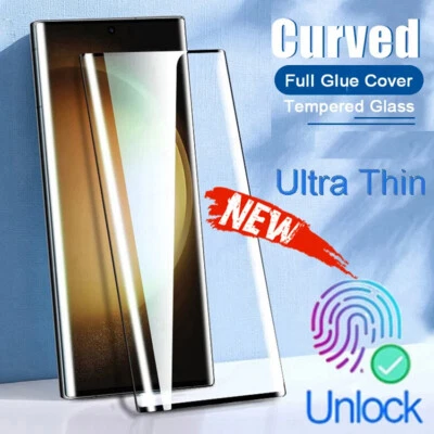Curved 3D Screen Protector Film Tempered Glass For Samsung S24 S23 Ultra S22 S21 - Image 1 of 4