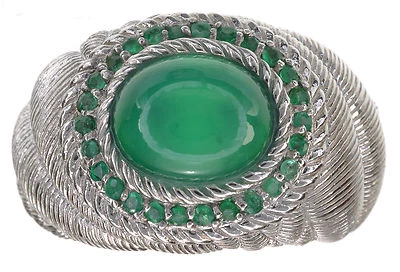 Anillo Judith Ripka Doble Esmeralda Verde Piedras Preciosas Plata Esterlina Talla 6 USADO Foto 1 de 2