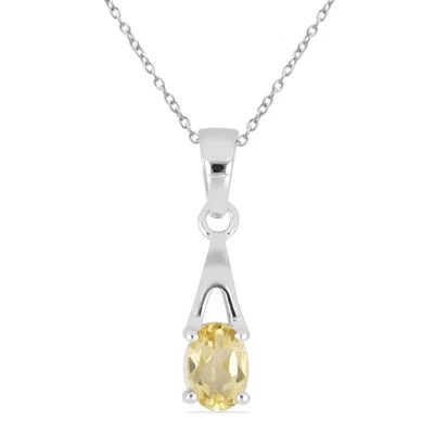 0,72 Carati Pendente In Citrino Collana In Argento 925 - Immagine 1 di 4