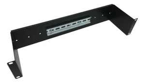 2U 120mm Recessed Panel Black Fitted with 200mm slotted Top Hat Din Rail - Picture 1 of 4