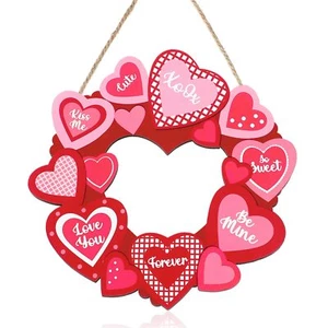 Valentine's Day Door Sign Hanging Door Decor Heart Valentine's Day Wooden Sign V - Picture 1 of 7