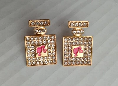 Pendientes poste botella perfume diamantes de imitación Barbie silueta cabeza clásica Foto 1 de 4