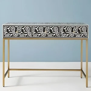 Handmade Modern Pattern Bone inlay console table, 3 Drawers Entryway Console tab - Picture 1 of 7