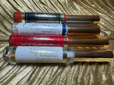 Lote de (4) Bastón de Caramelo Beso Diamante Brillo Lipsense Rojo Rubí Oops Nuevo Sello Roto Foto 1 de 2