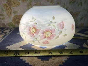 Milk Glass Hurricane Lamp Shade with Flowers- 6” Fitter - Antique GWTW - Picture 1 of 12