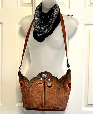 OOAK Handmade Ariat Cowboy  Handmade Leather BOOT Purse Western Crossbody Bag - Image 1 of 4