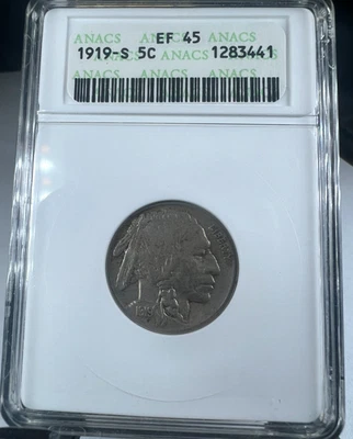 1919 S San Francisco, USA 5 Cents, 5C, Buffalo, ANACS, XF 45 - Image 1 of 4