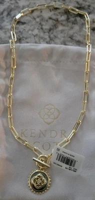 Collar Kendra Scott Brielle Medallón Palanca Declaración Dorado Nuevo con Etiquetas Bolsa $98  Foto 1 de 2