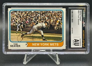 Tom Seaver Firmado 1974 Topps #80 NY Mets ⚾️ Salón de la fama 🔥 CGC x JSA Auténtico Automático 8 - Imagen 1 de 6