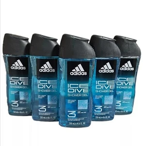 Adidas Ice Dive Shower Gel for Men, Adidas Body Wash Sport Body Shampoo 5x250ml - Picture 1 of 2