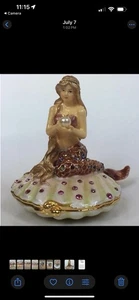 Caja de baratija sirena con cáscara de ostra y perlas con joyas de RUCINNI - Imagen 1 de 5