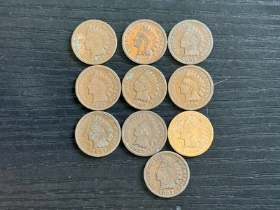 1887 Indian Head Penny One Cent Coins 1c 7x - ME3266 - Image 1 of 2