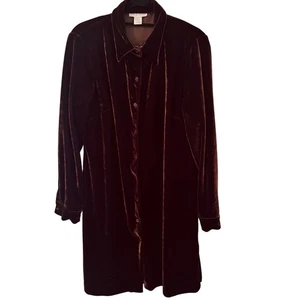 Vestido Camisa Annie Alexander Terciopelo Marrón Manga Larga Mujer Grande - Imagen 1 de 8