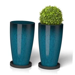 21 Inch Tall Planters for Outdoor Plants Set of 2 Large Outdoor Planters for - Picture 1 of 7