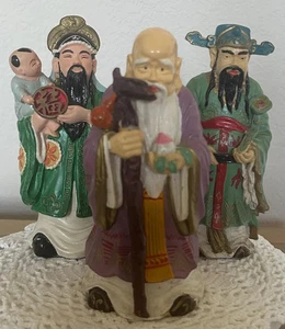 Vintage handgefertigtes Mid Century 3er Set God’s Fu, Lu und Shou. - Bild 1 von 4