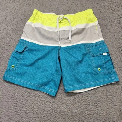 Pantalones Cortos OP Ocean Pacific Para Hombre Talla M Hawaiano Verde azulado Gris Amarillo Natación Board Surfer Foto 1 de 4