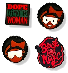 4 piezas Black Lives Matter Inspirado BLM PVC Dijes de zapatos de dibujos animados Compatible Crocs J - Imagen 1 de 4