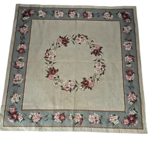 Iosis Tapestry Rug Floral 58” Square Made In France Vintage - Picture 1 of 16