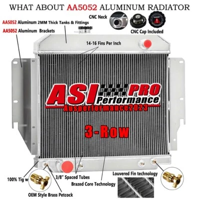 3 Row Radiator For 1975-1991 Ford E100 E150 E250/E350 Econoline Club Wagon 6.6L - Image 1 of 4