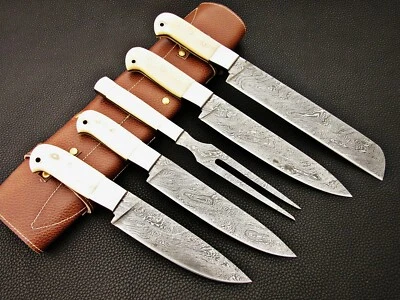 Custom Hand made Damascus Steel Kitchen / Chef Knives Set 5 Pcs. Set FR-2001081 - Image 1 of 4