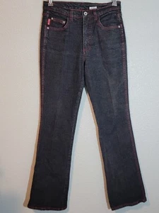 cest toi jeans womens size 7/8 bootcut high rise red stitchings denim black - Picture 1 of 10