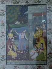 Miniature Mughal Style Indian Sikh Hindu Traditional Art Hand Painting on Silk